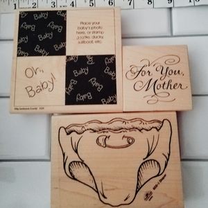 4pc Baby wooden rubber stamps
